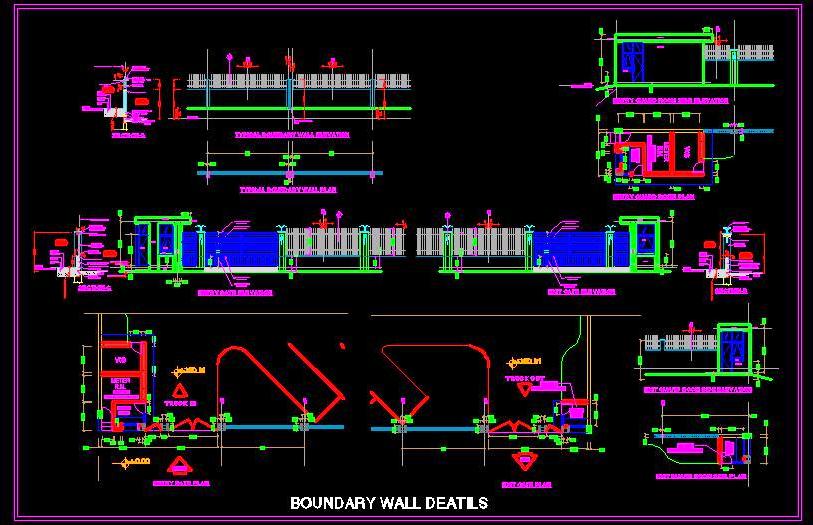 Boundary Wall & Entry Gate CAD Design for Commercial Projects